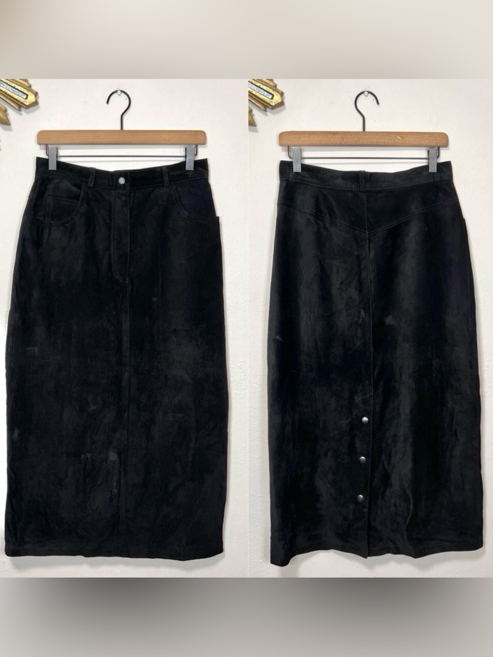 Bushwacker Suede Leather Midi Skirt